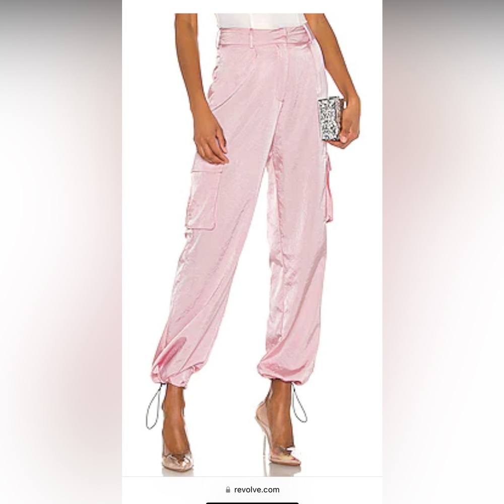 SUPERDOWN pink silky cargo pants, size XS